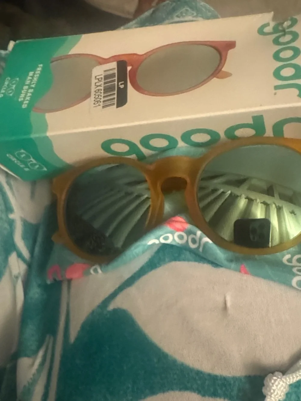Goodr Round Sunglasses in Honey Amber with Green Lenses